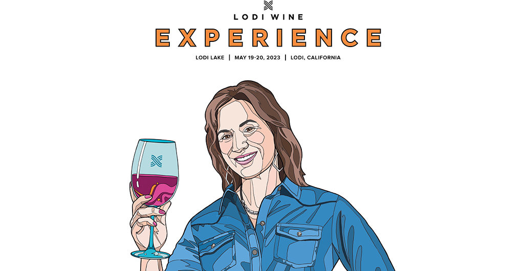 Illustrated drawing of a woman holding a glass of red wine.